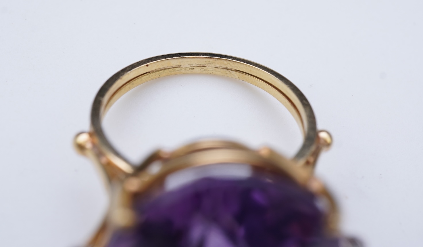 An amethyst and diamond ring